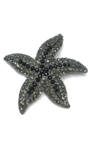 06507 Hematite Black Crystal rhinestone starfish brooch