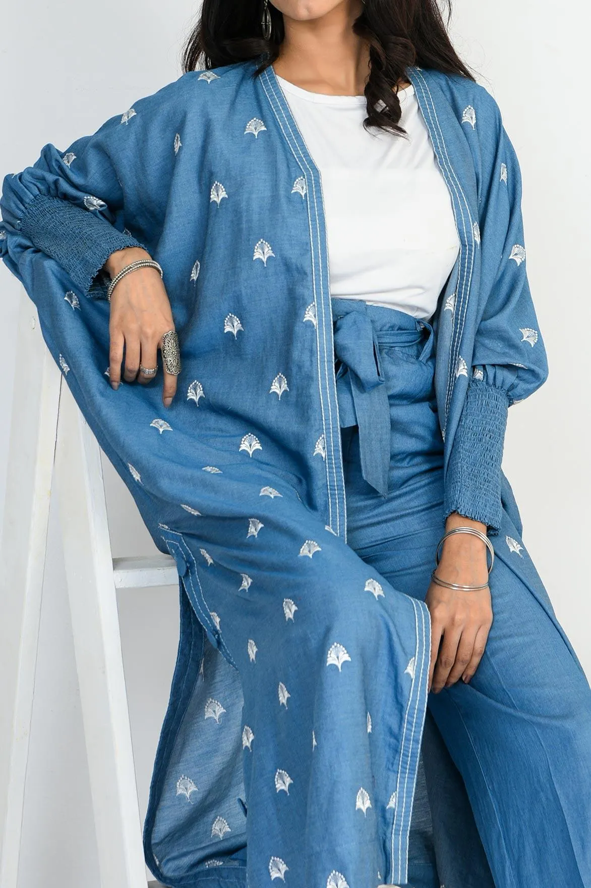 1 PC | Embroidered Denim Cape | RTW