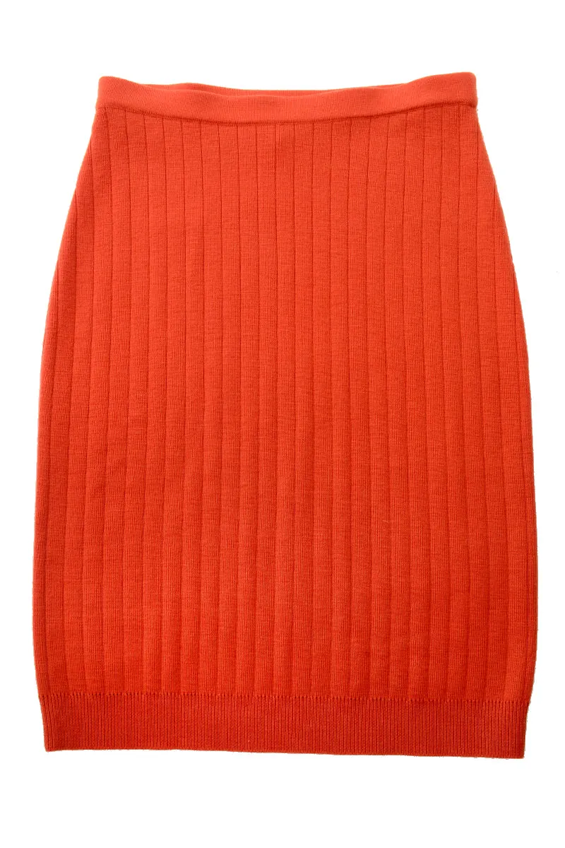 1970's Salvatore Ferragamo Orange Stretch Pencil Skirt