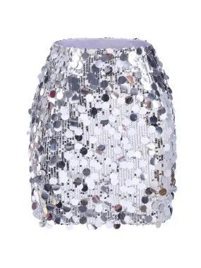 1980s Party Sequined Mini Pencil Skirt