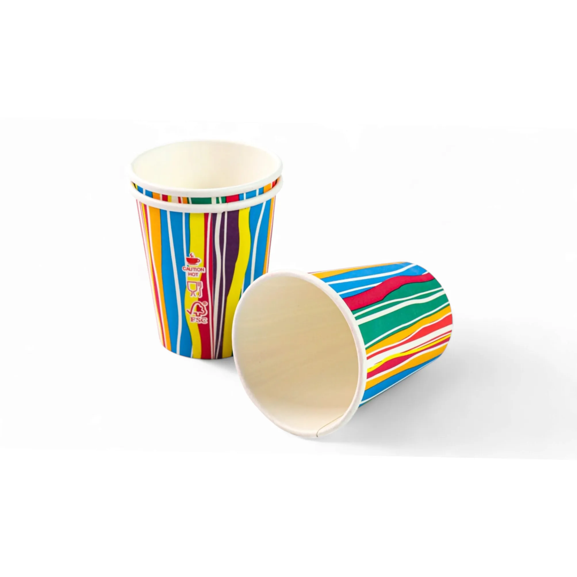 250ml Paper Coffee Cups Single Wall Printed 5pack