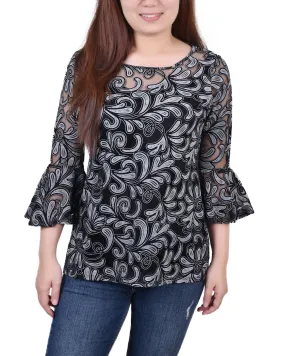 3/4 Sleeve Burnout Top With Matching Camisole