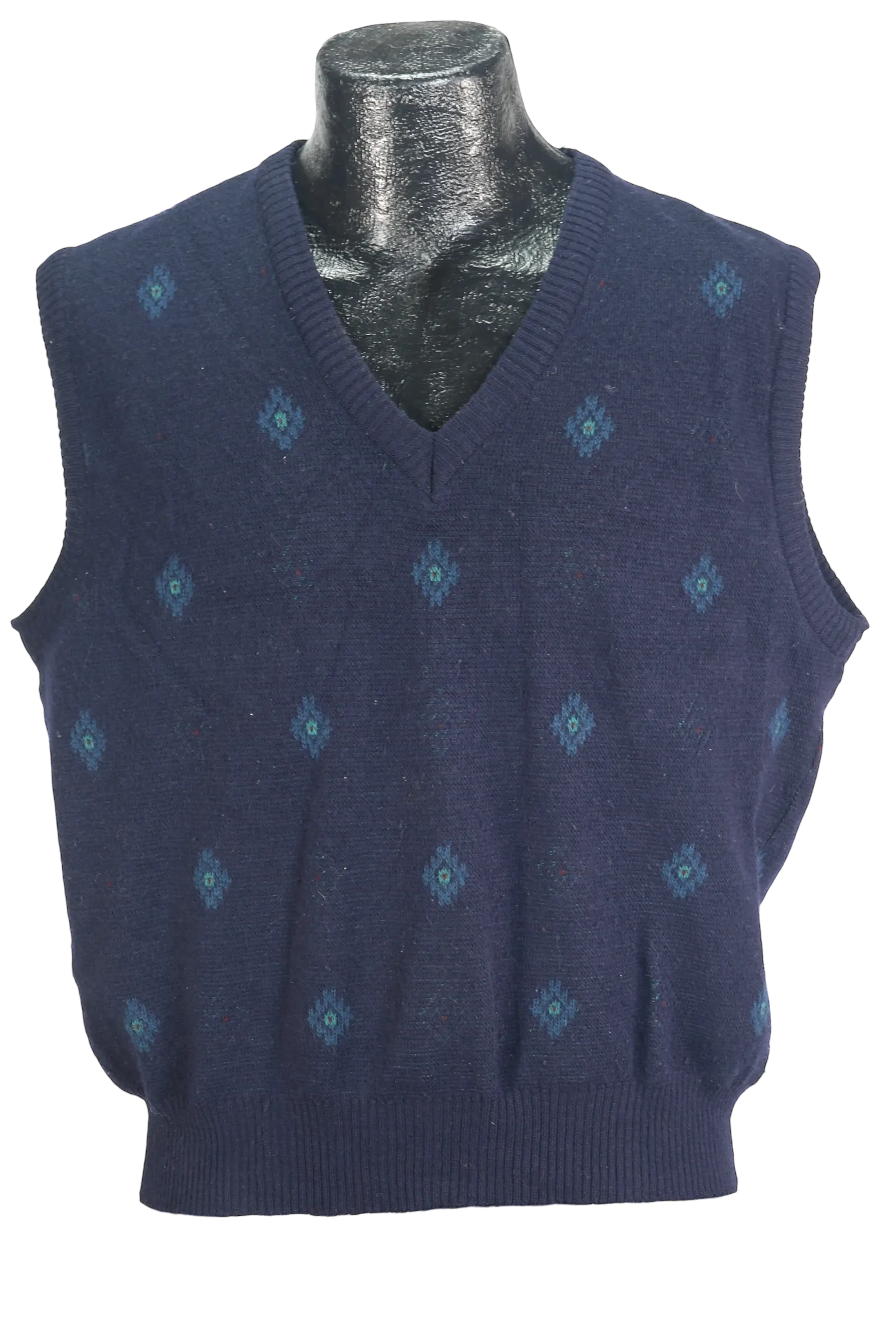 80s Florence Navy SW Pop Sweater Vest     L