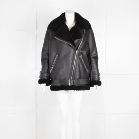 Acne Black Aviator Shearling Jacket