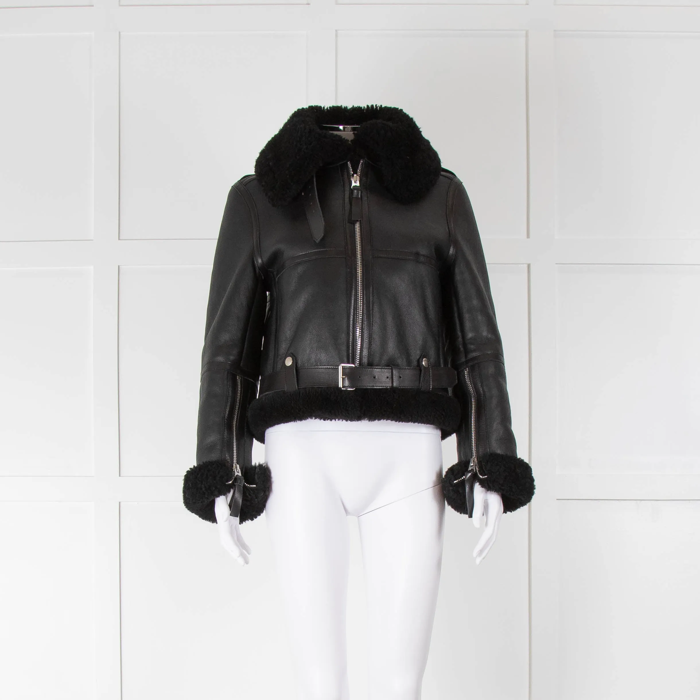 Acne Studios Black Shearling Short Aviator