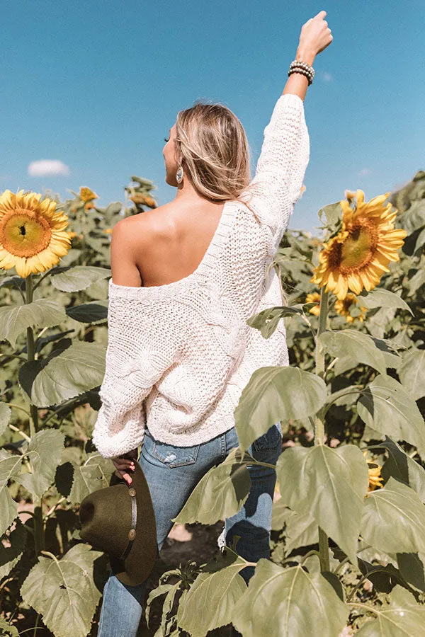 All Things Cozy Cable Knit Sweater in Cream