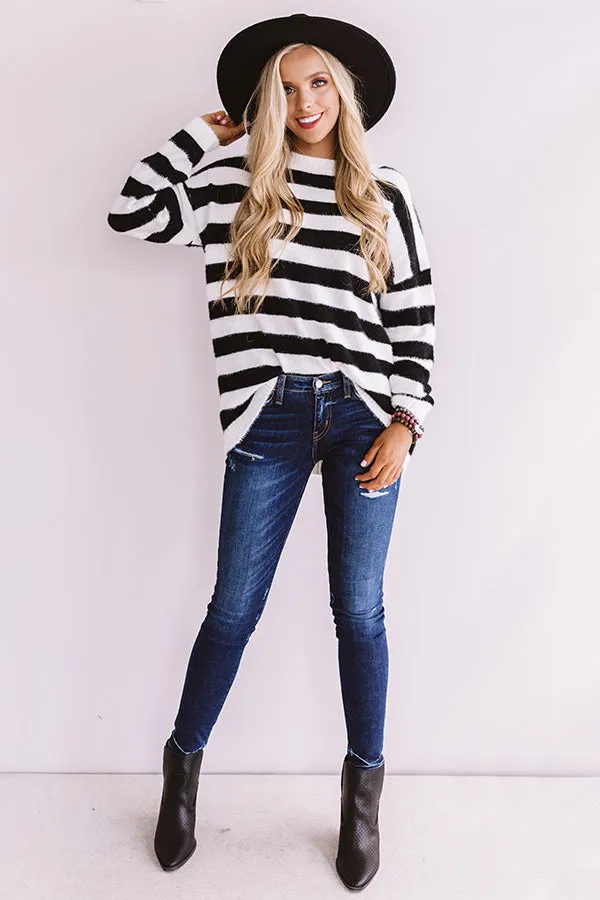 Autumn Trek Stripe Sweater In Black