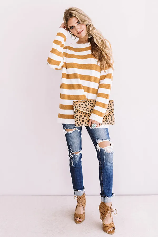 Autumn Trek Stripe Sweater In Mustard