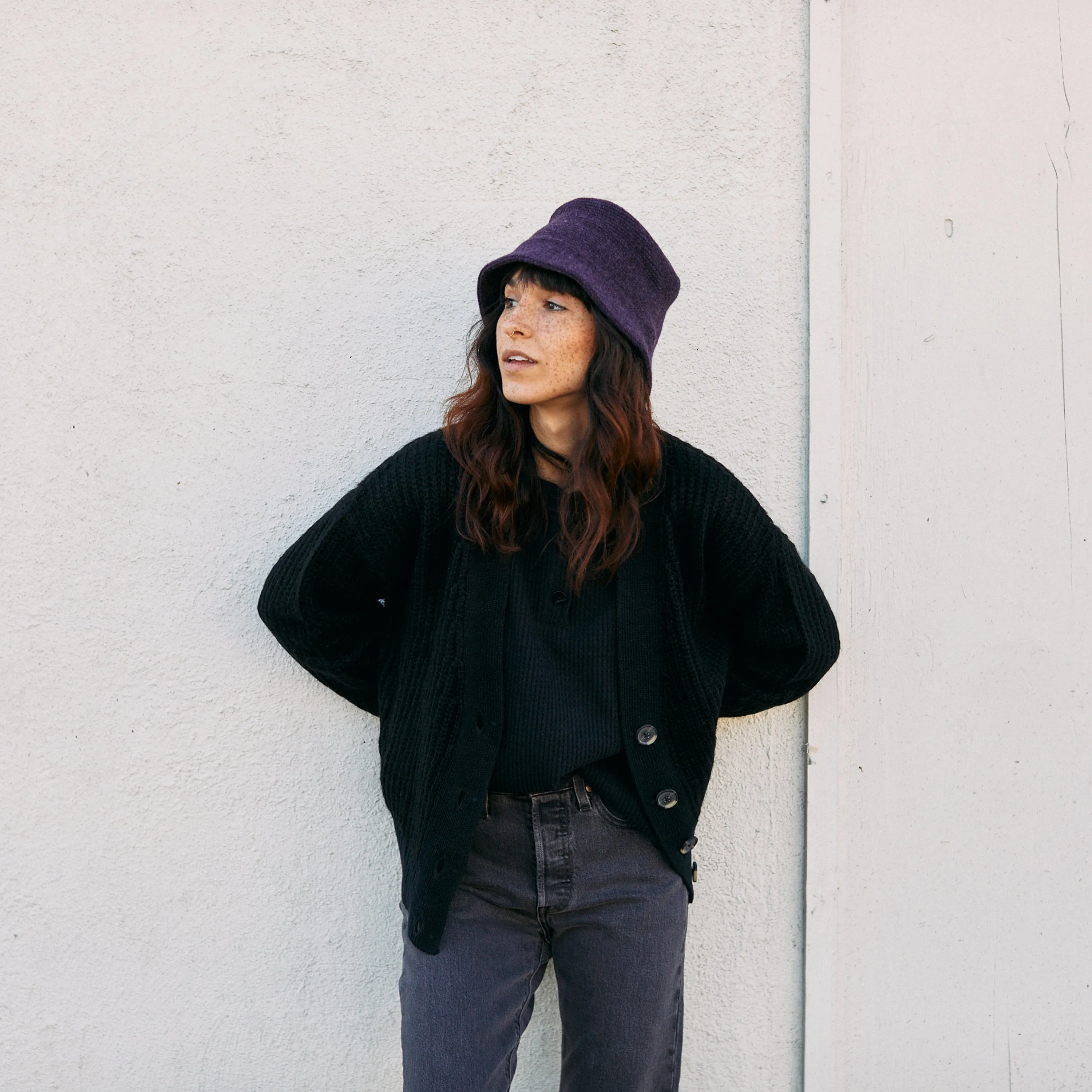 Aye Knit Bucket Hat - Elderberry