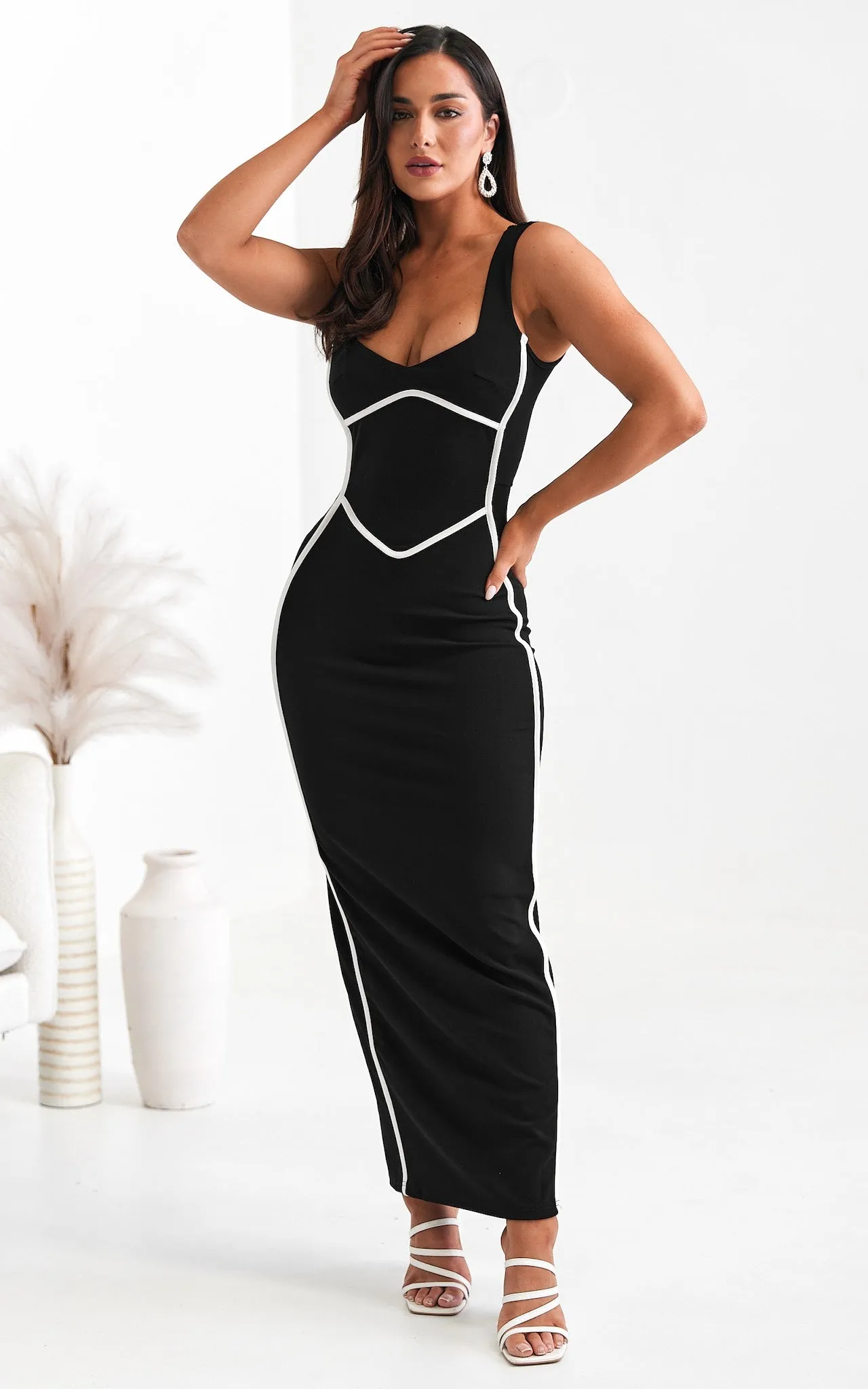 Azalea Maxi Dress - Black White