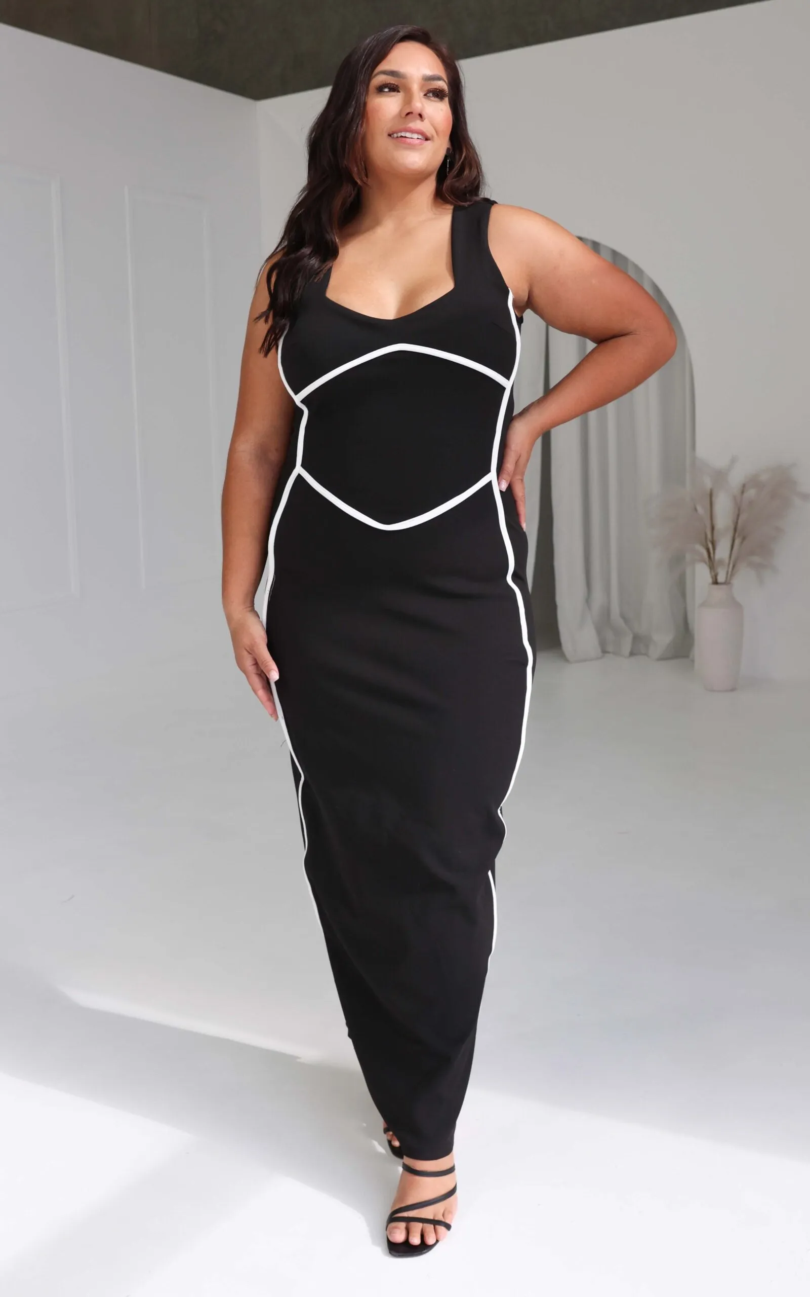 Azalea Maxi Dress - Black White