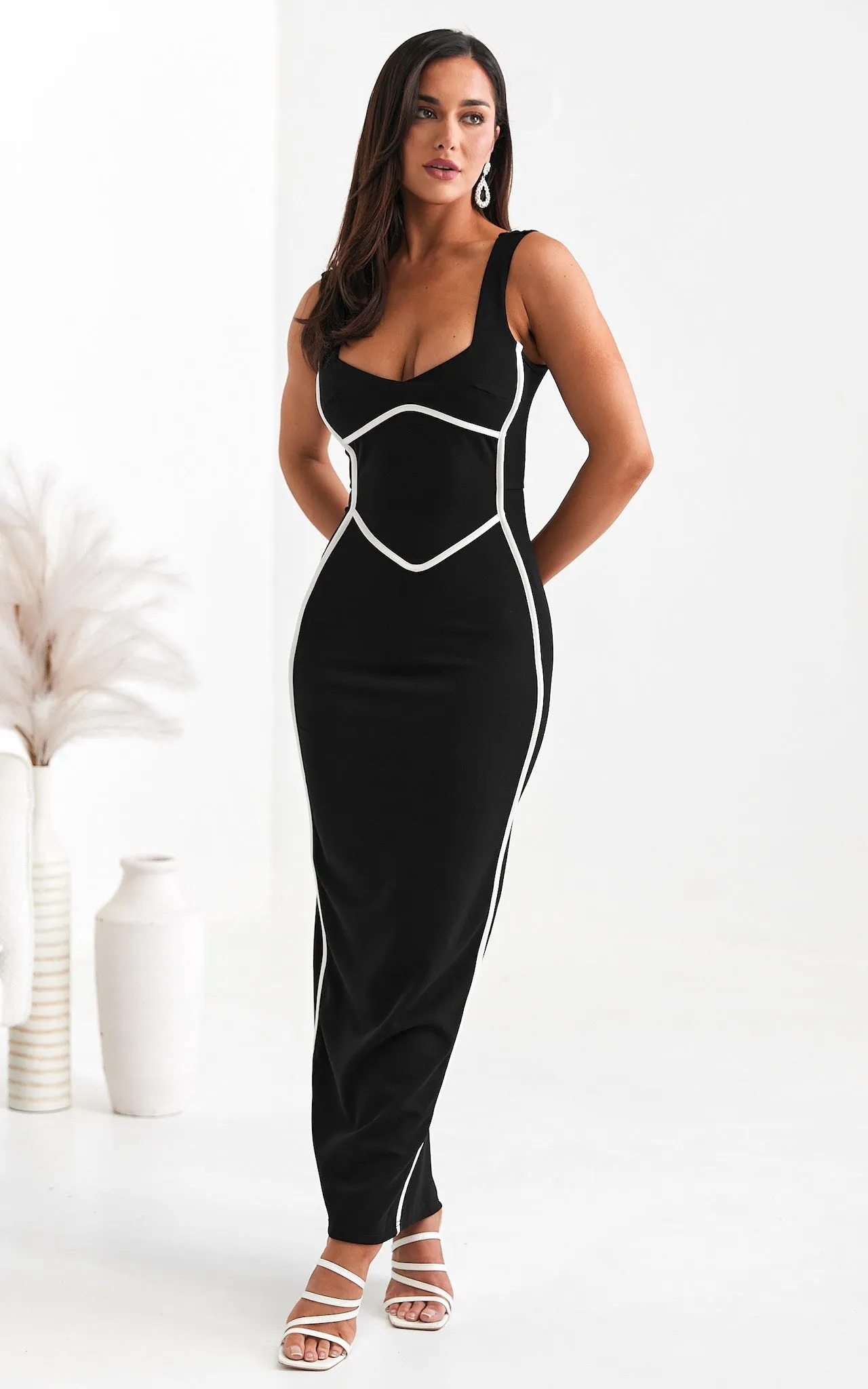 Azalea Maxi Dress - Black White