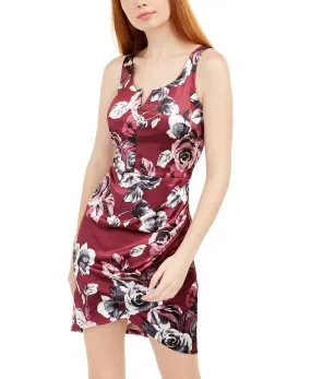 BCX Women's Printed Satin Dress Red Size 7