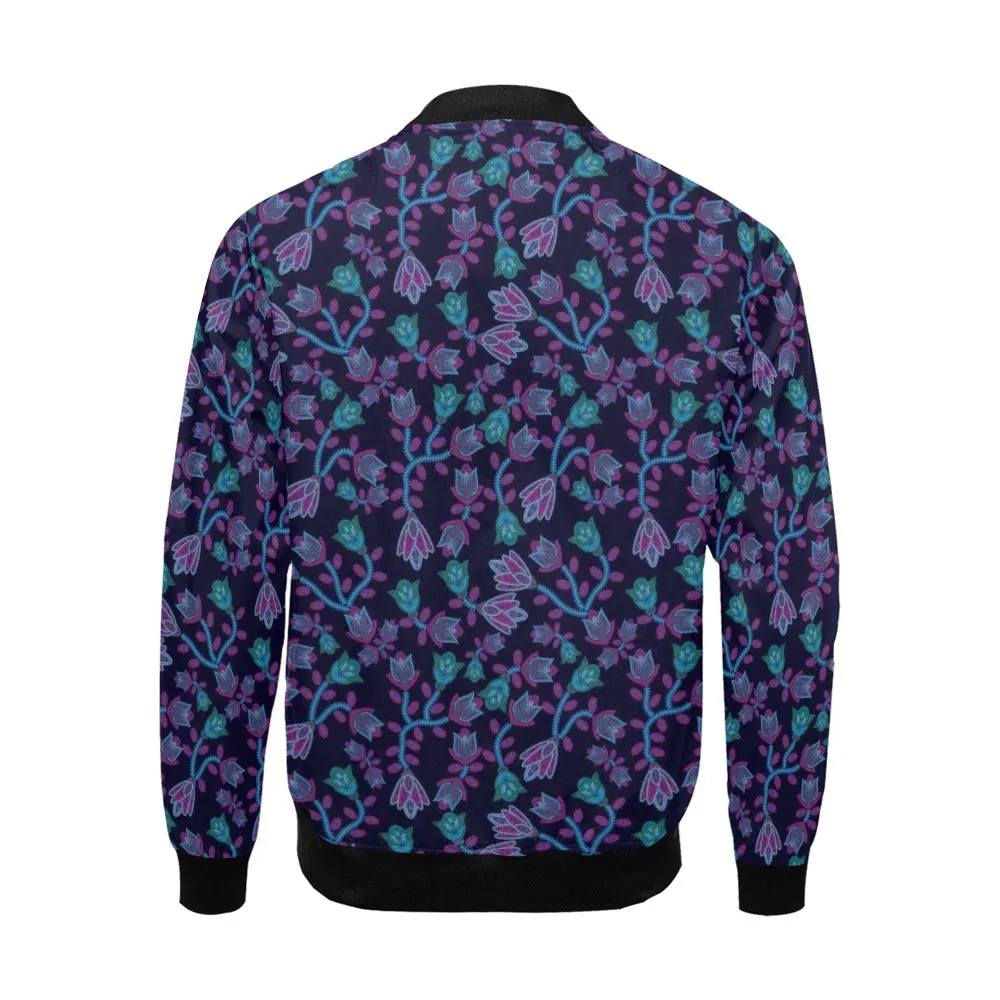 Beaded Blue Nouveau Bomber Jacket for Men