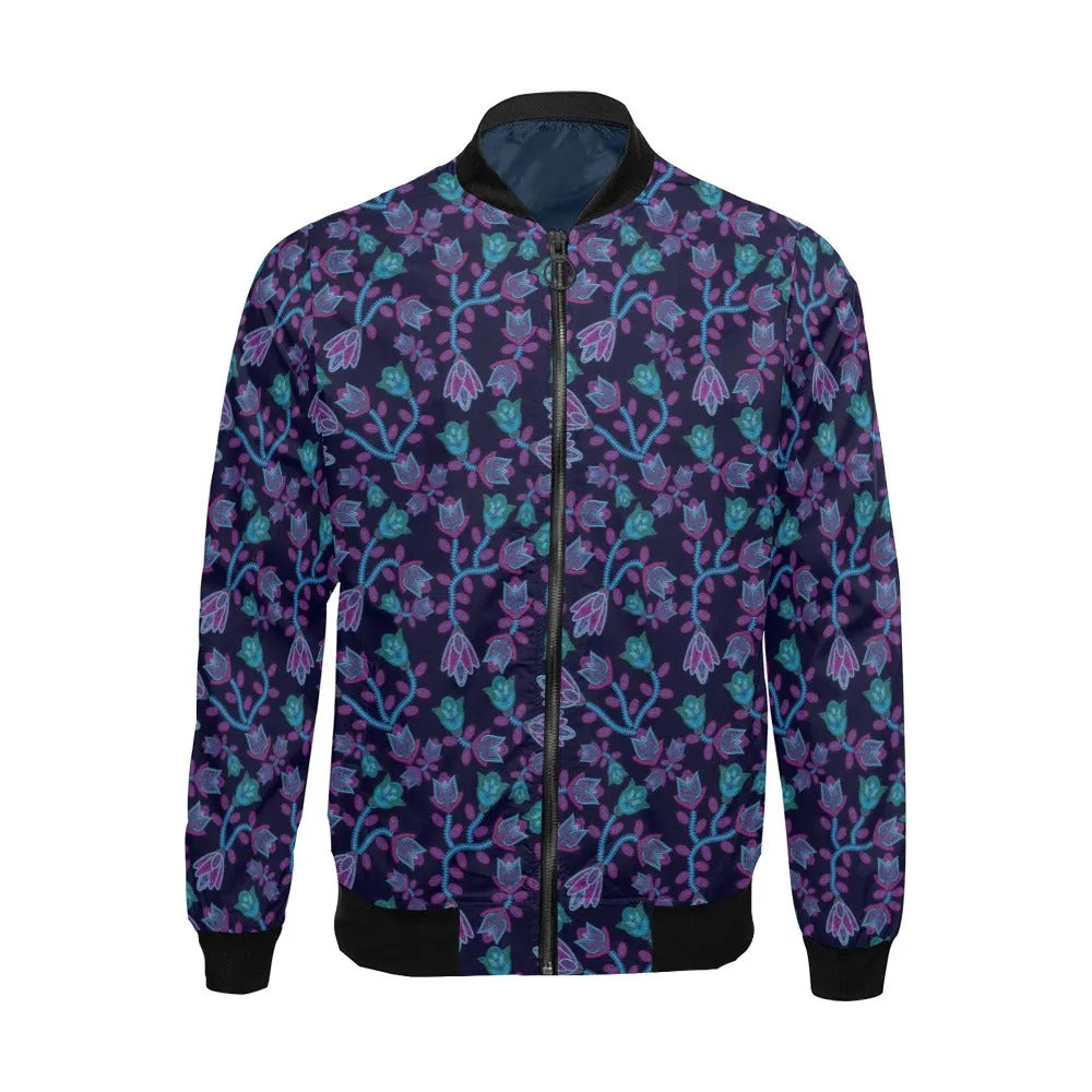 Beaded Blue Nouveau Bomber Jacket for Men