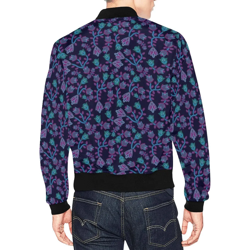 Beaded Blue Nouveau Bomber Jacket for Men