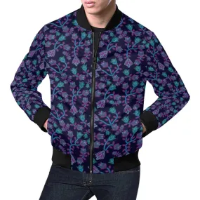 Beaded Blue Nouveau Bomber Jacket for Men