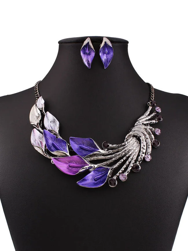 Beatiful Boho Stylish Colorful Earrings Necklace Set