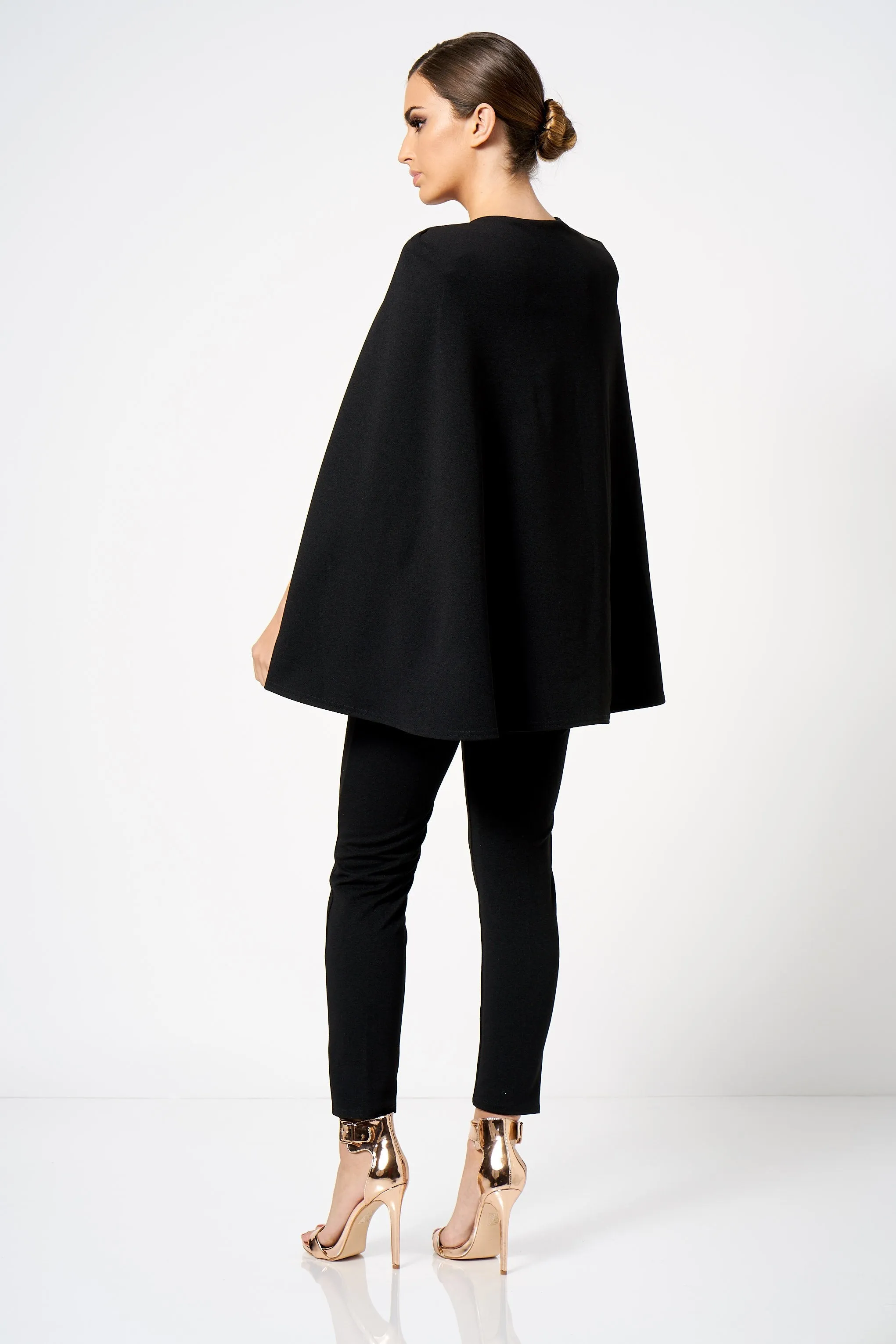 Black Double Breasted Cape Co-ord Blazer