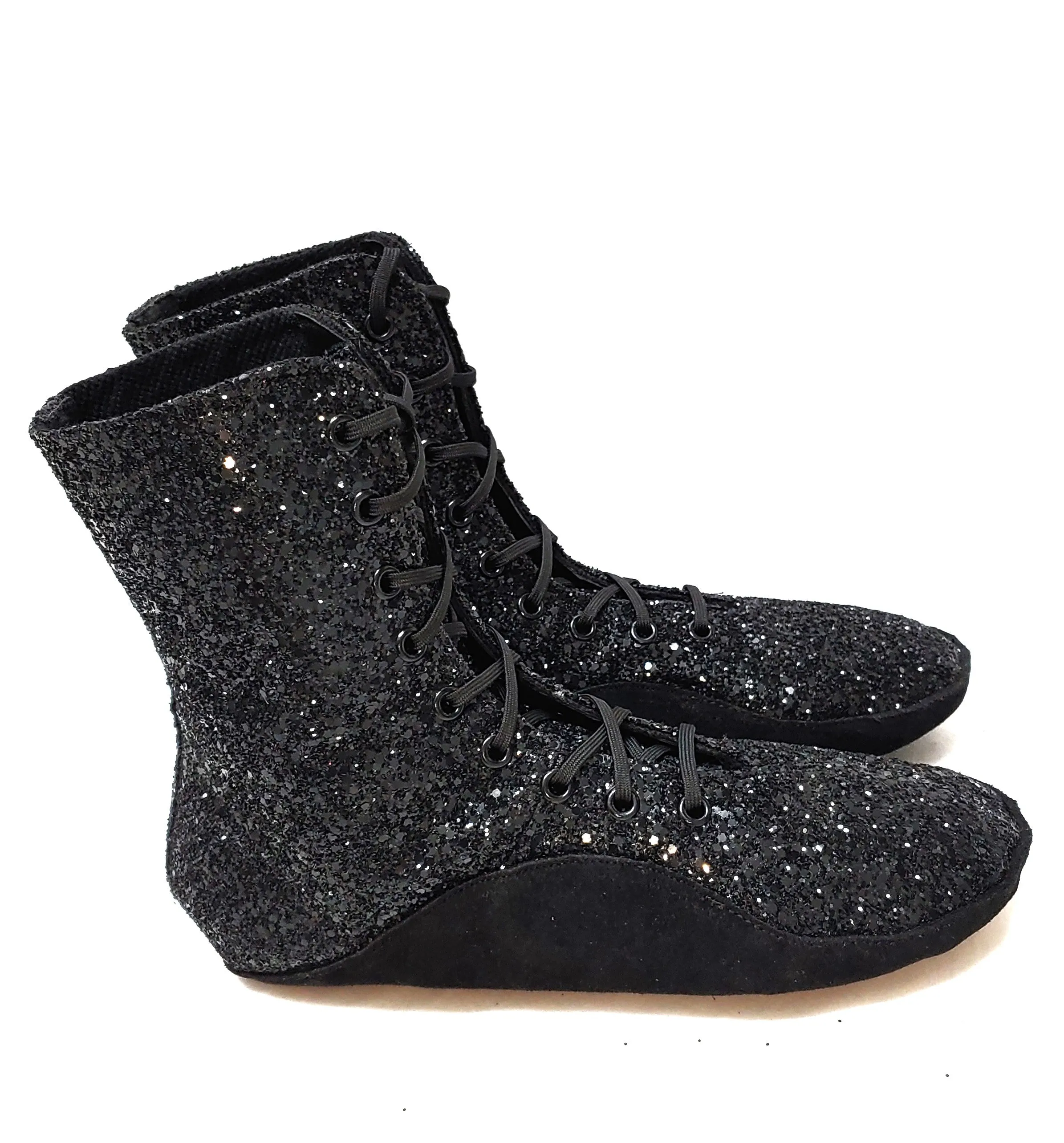 Black Glitter Tightrope Boots