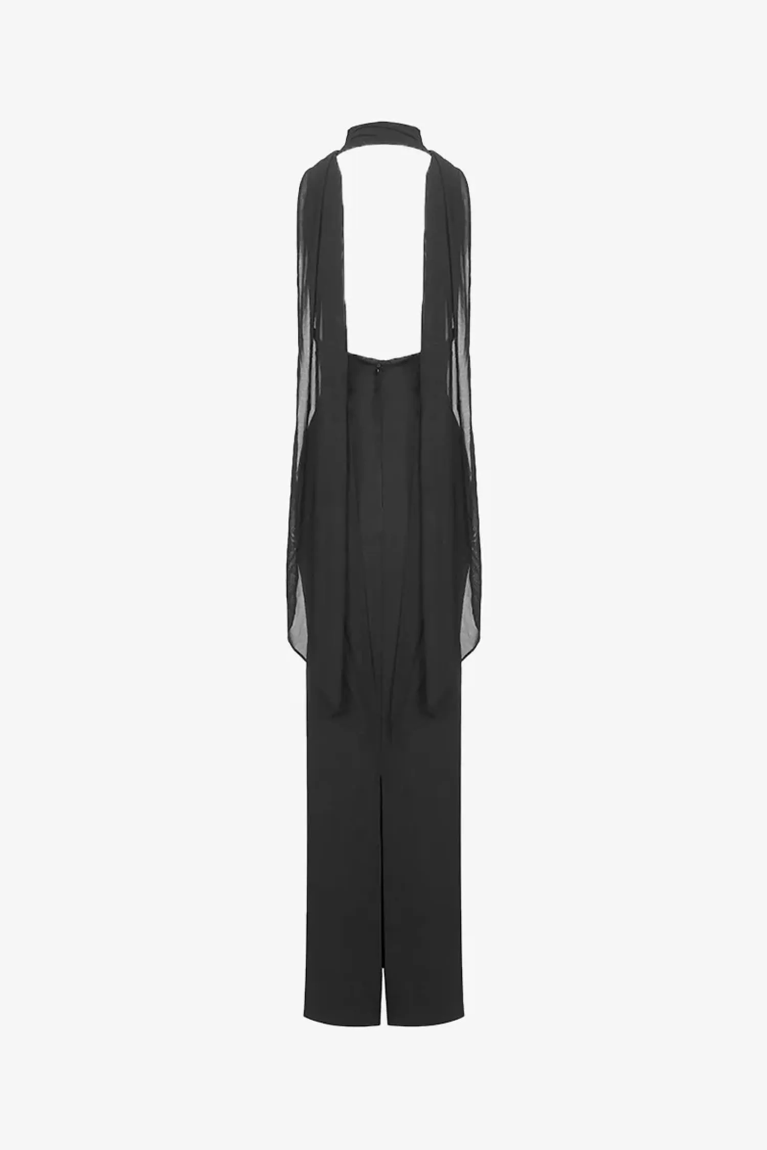 Black Halter Draped Maxi Dress