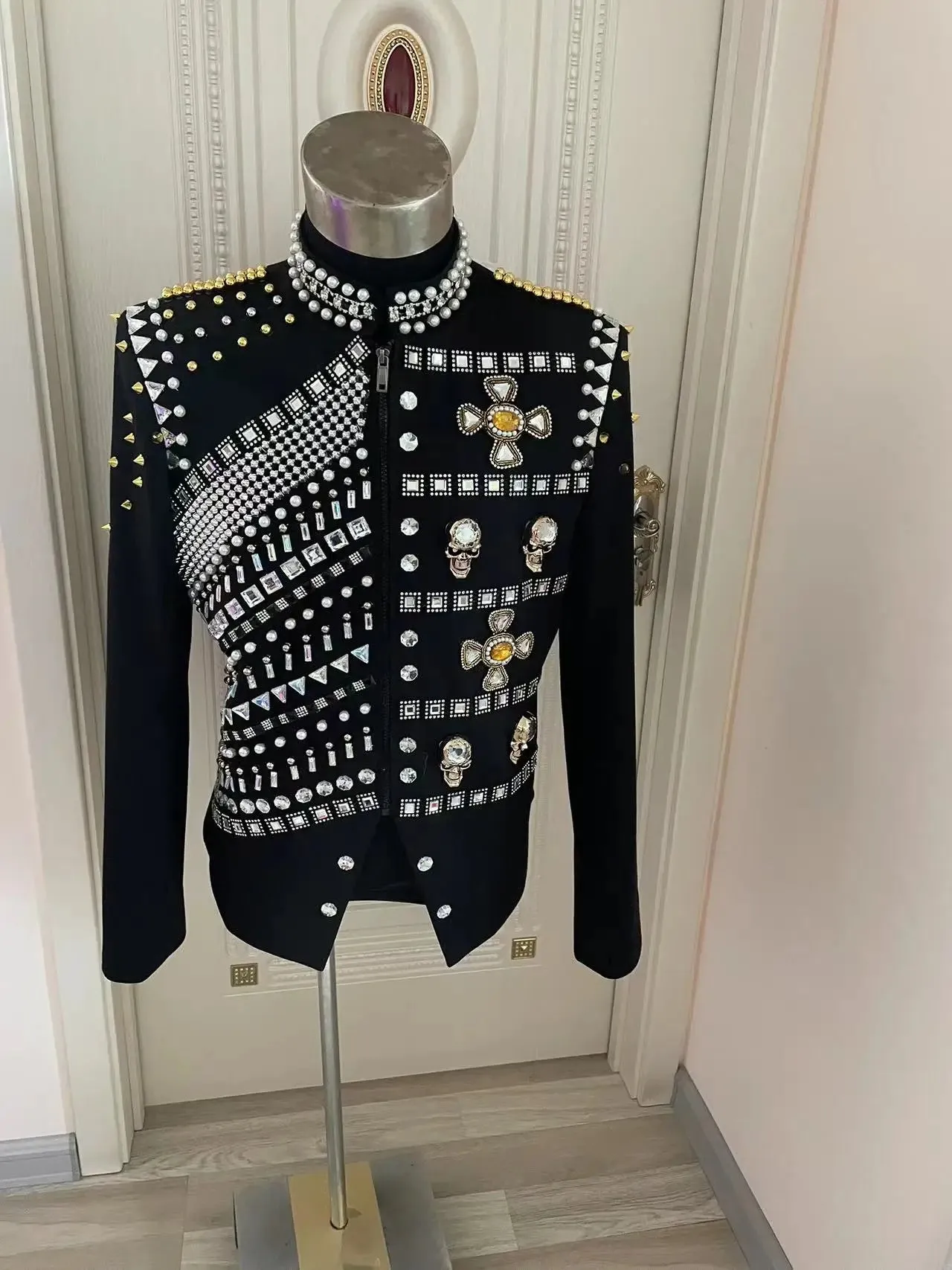 Black Rivet Rhinestone Performance Jacket