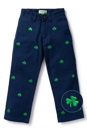 Boys Stretch Twill Port Pant Nantucket Navy with Shamrock