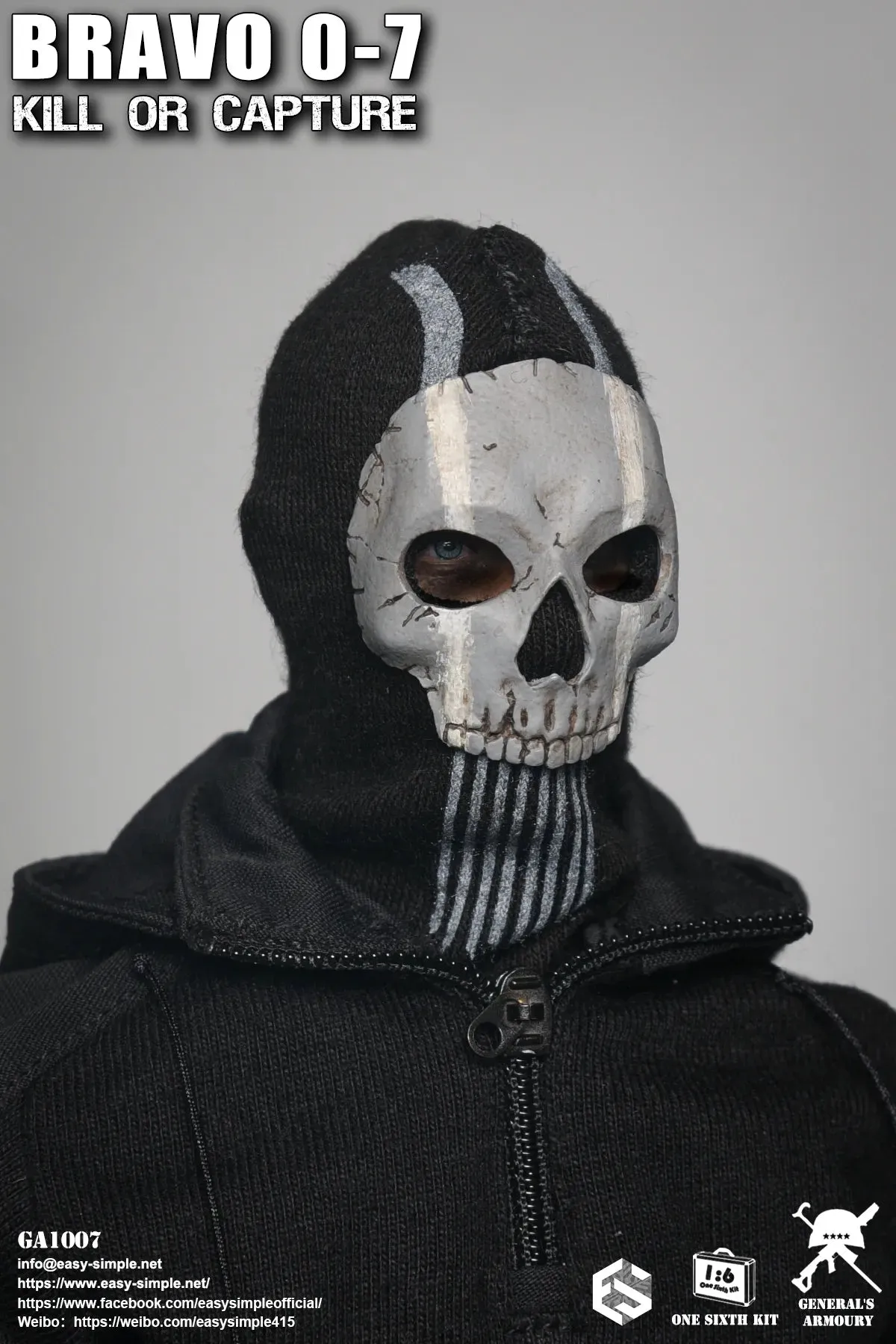 Bravo 0-7 Kill Or Capture - Black Balaclava w/Skull Face Mask