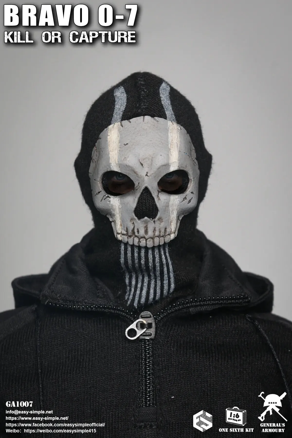 Bravo 0-7 Kill Or Capture - Black Balaclava w/Skull Face Mask