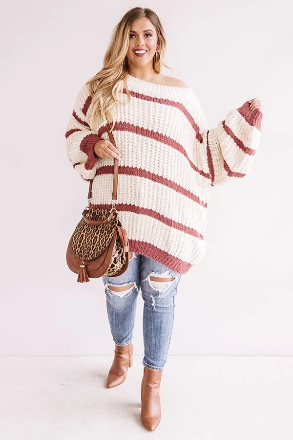 Bubbly And Bonfires Knit Sweater in Dusty Rose Curves