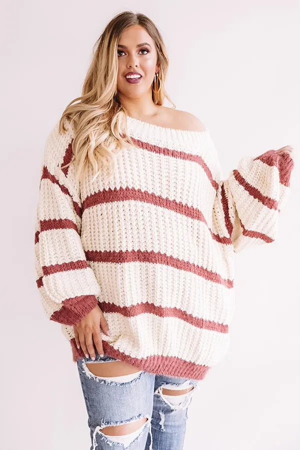 Bubbly And Bonfires Knit Sweater in Dusty Rose Curves