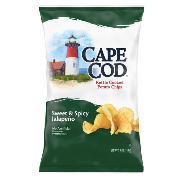 Cape Cod Potato Chips, Sweet & Spicy Jalapeno Kettle Cooked Chips, 7.5 Oz