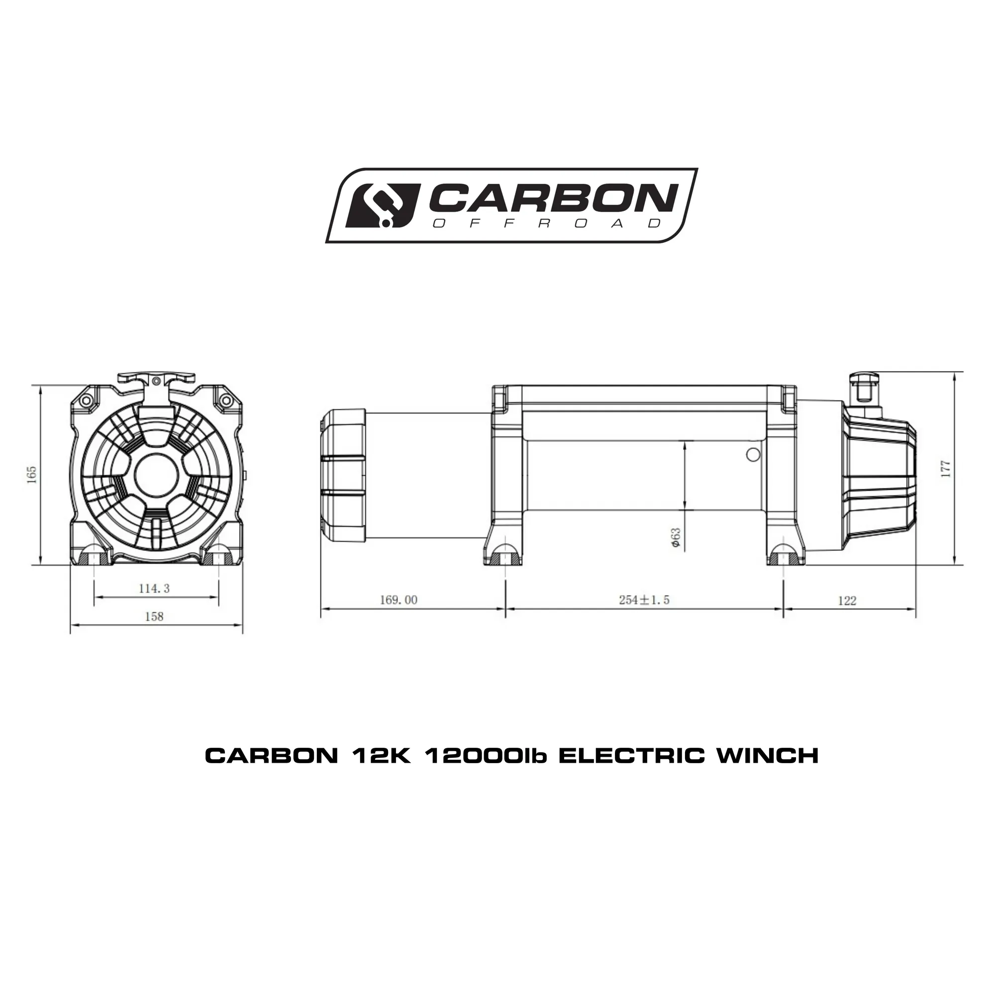 Carbon 12K - 12000lb Winch and Black Hook Installers Combo Deal