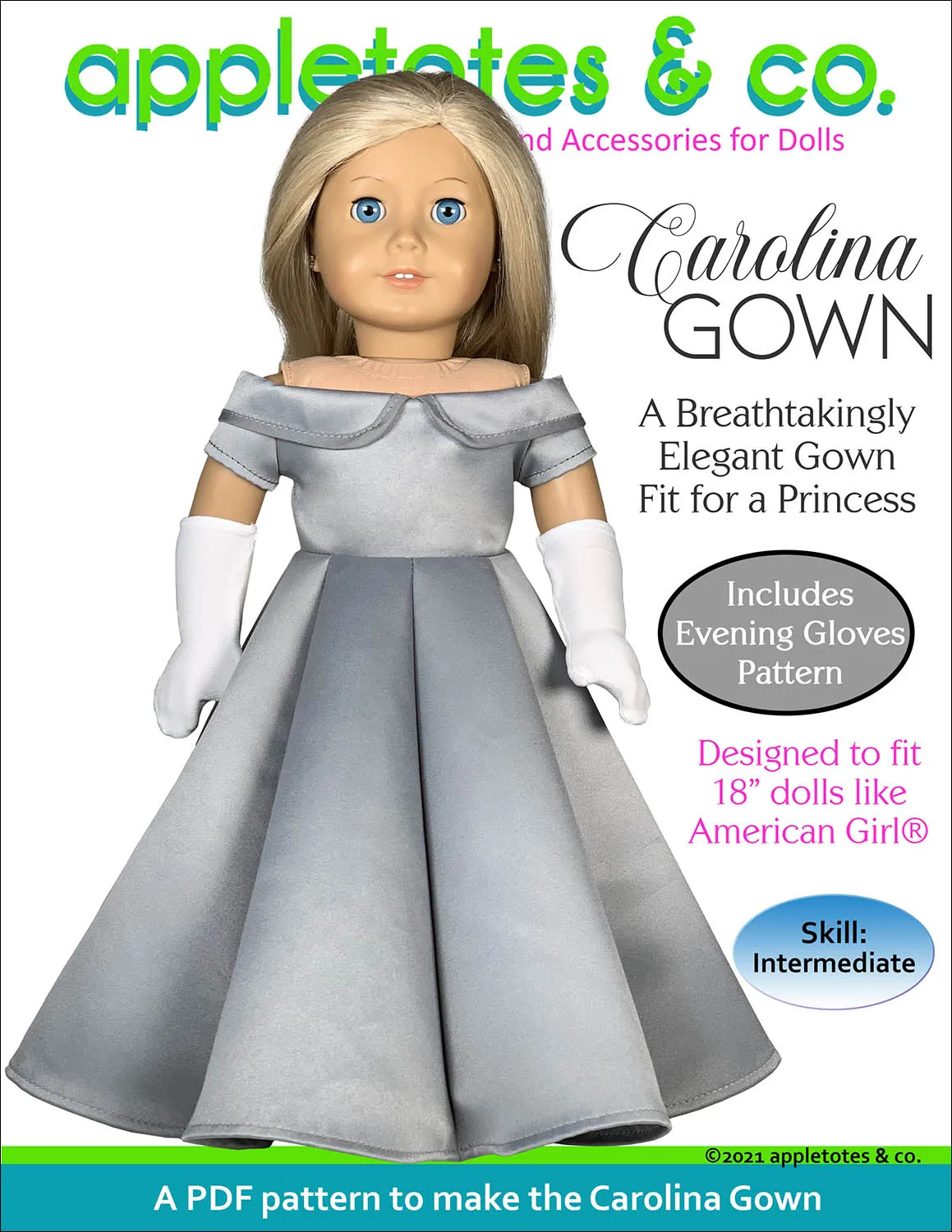 Carolina Gown 18 Inch Doll Sewing Pattern