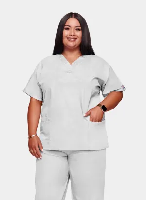 Cherokee Unisex Scrub Top - White