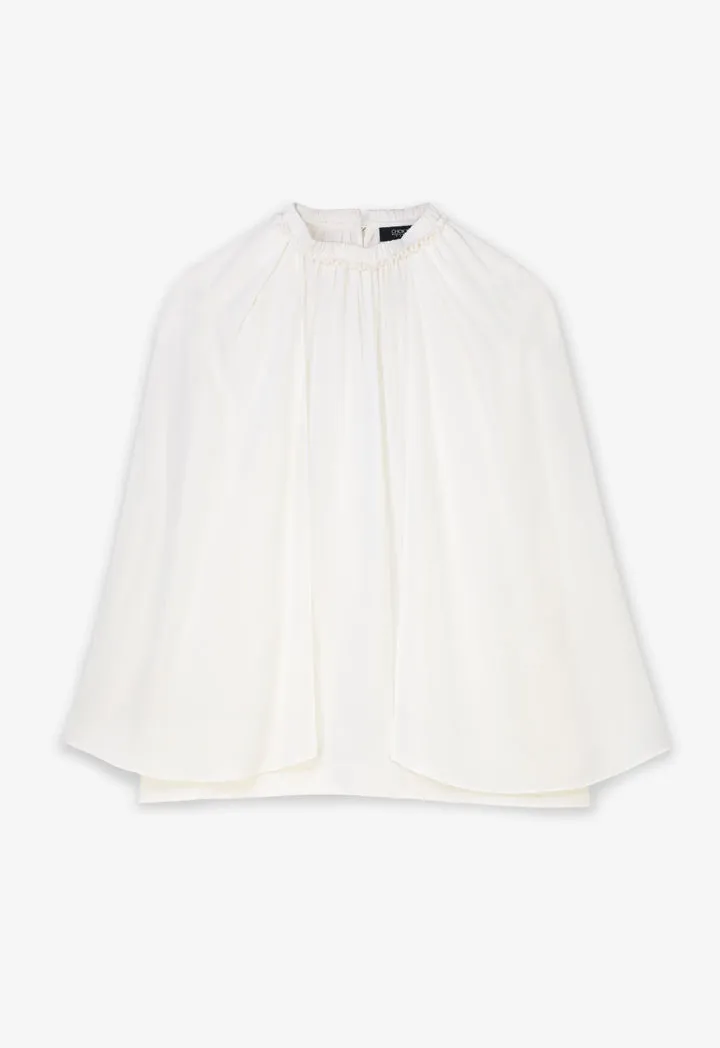 Choice Solid Cape Sleeve Blouse Offwhite