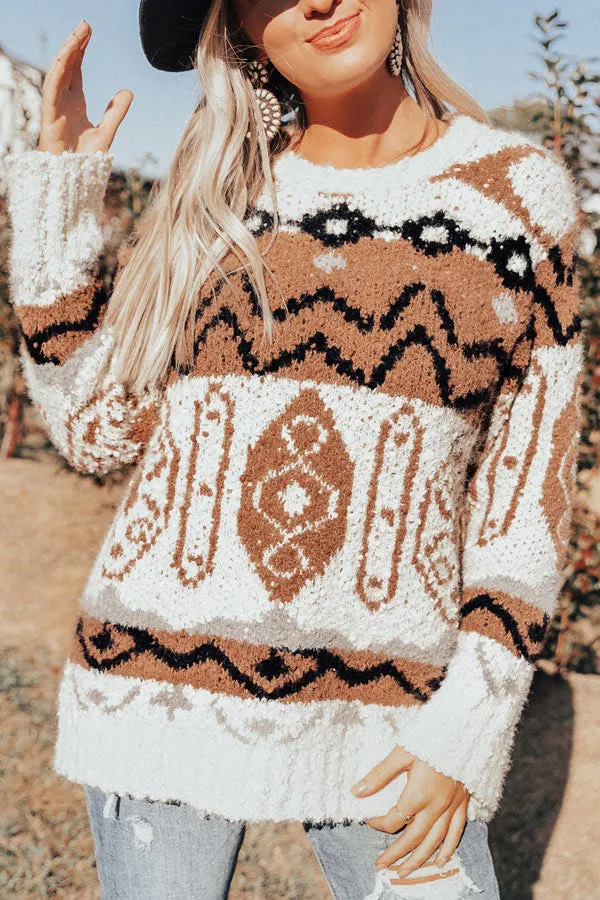 Cider Smiles Knit Sweater In Brown