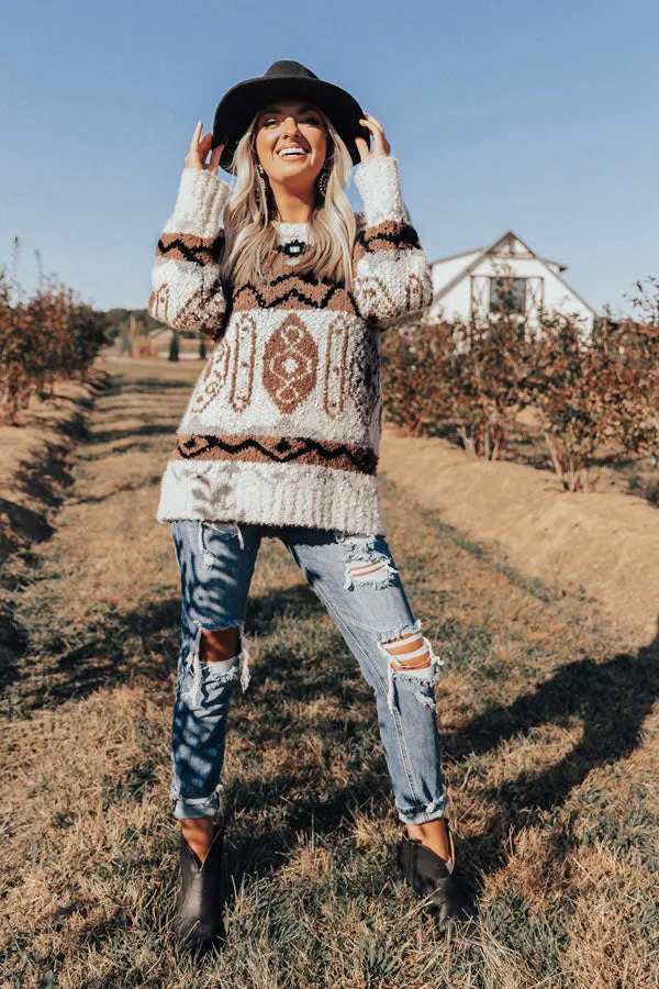 Cider Smiles Knit Sweater In Brown