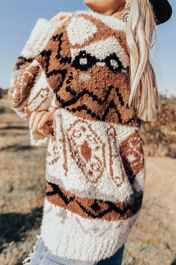 Cider Smiles Knit Sweater In Brown