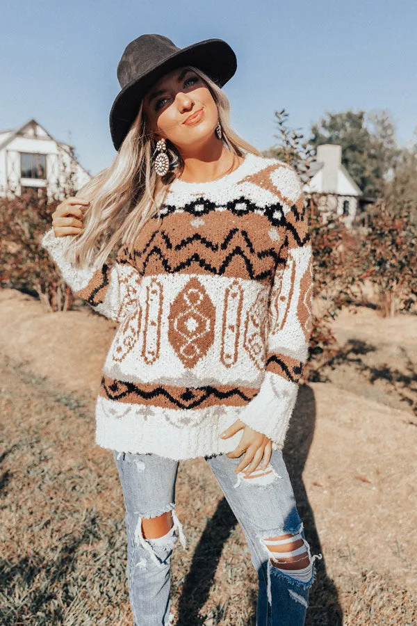 Cider Smiles Knit Sweater In Brown