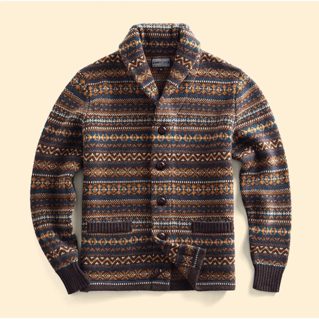 Classic Shawl Collar Men's Fair Isle Sweater Cardigans Male Casual Single Breasted Button Sweater Men