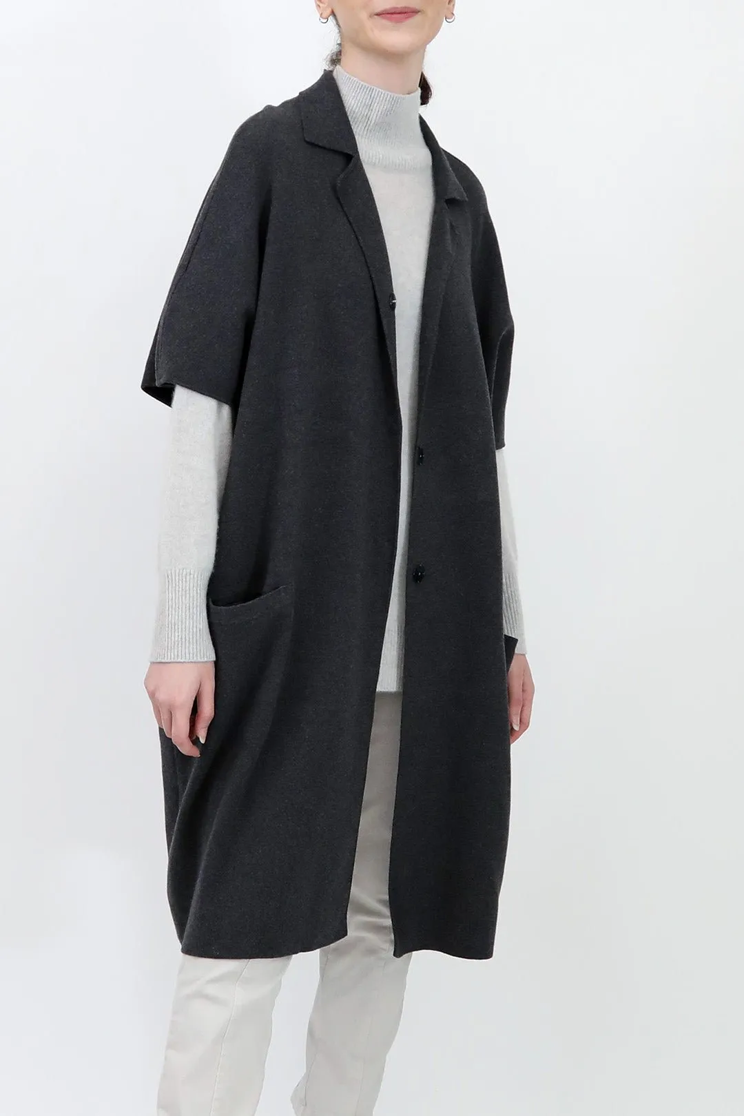 CLEO COAT IN KNIT PIMA COTTON IN HEATHER