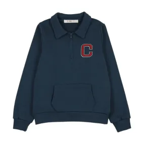 Coco Blanc Blue Zipper Sweatshirt