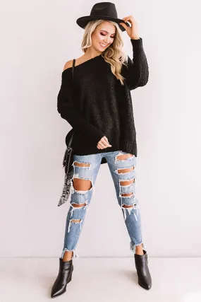 Cocoa And Chill Shift Sweater In Black