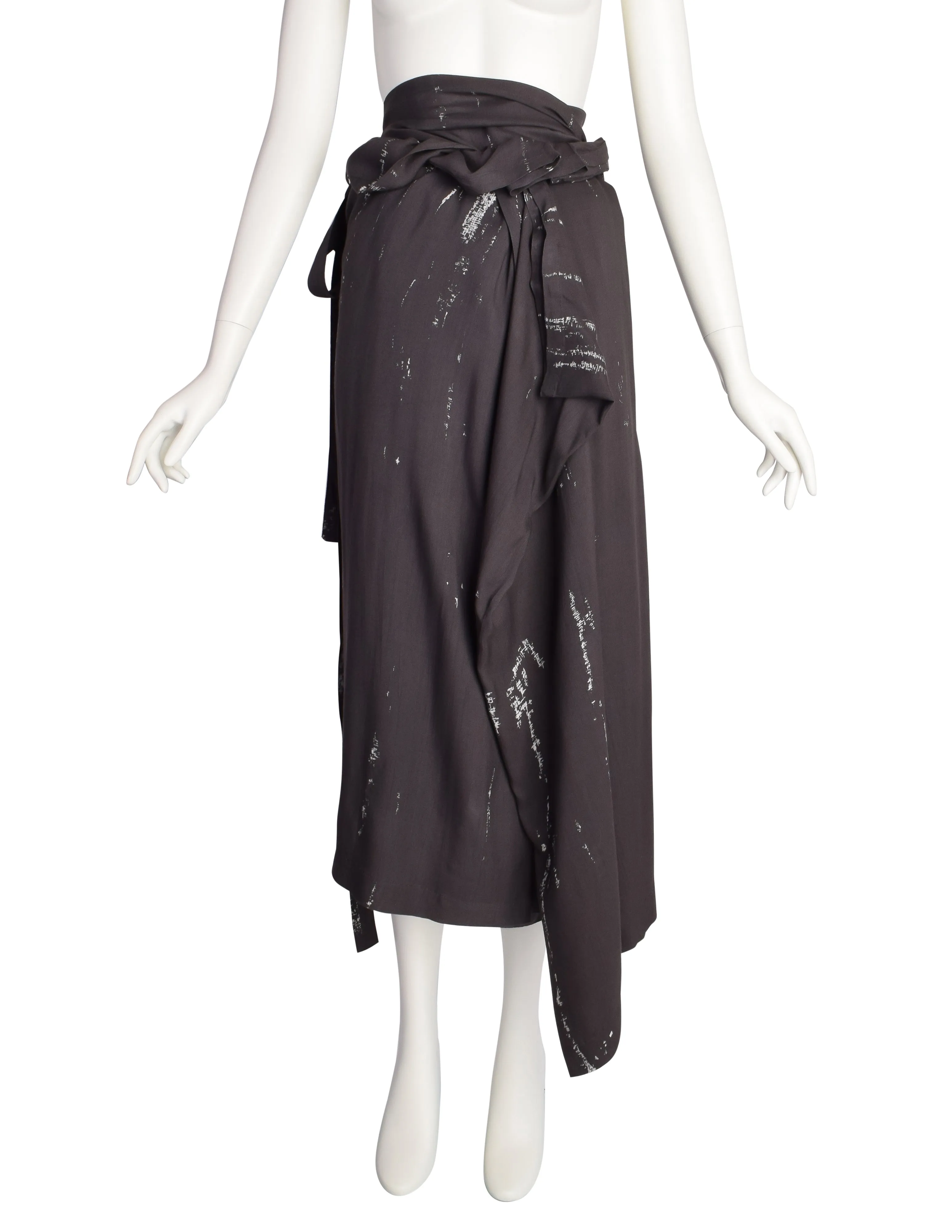 Comme des Garcons Vintage SS 1984 'Round Rubber Collection' Charcoal Print Cape Dress Skirt Multi-Functional Piece