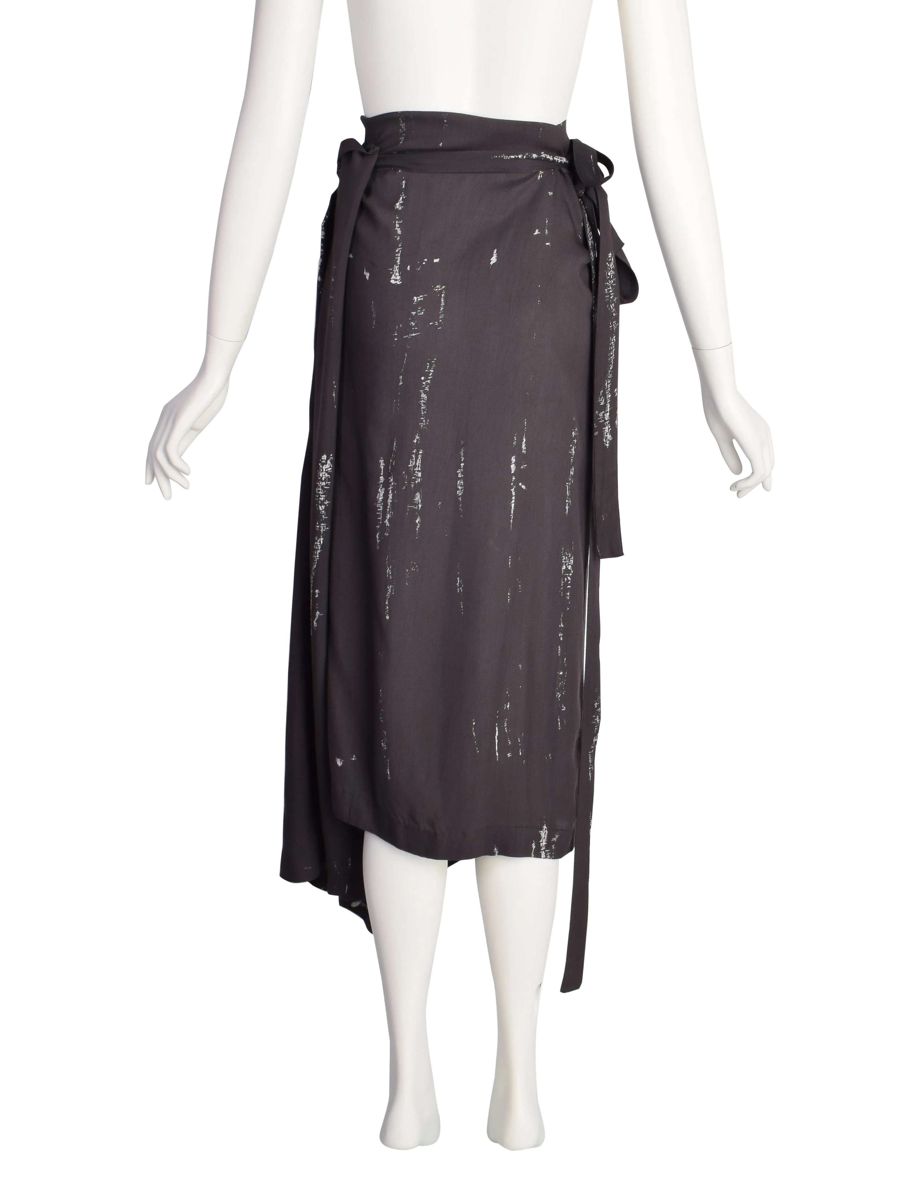 Comme des Garcons Vintage SS 1984 'Round Rubber Collection' Charcoal Print Cape Dress Skirt Multi-Functional Piece