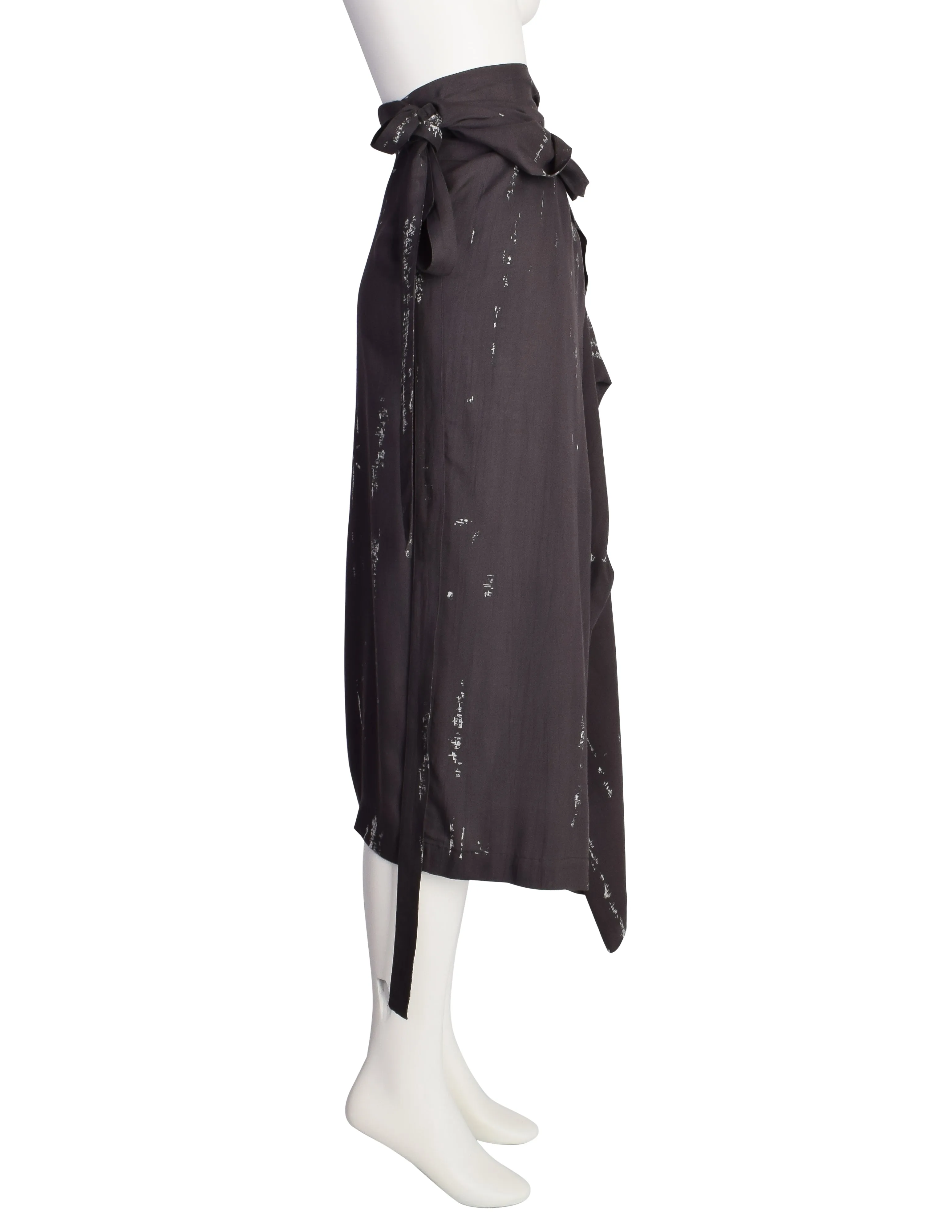 Comme des Garcons Vintage SS 1984 'Round Rubber Collection' Charcoal Print Cape Dress Skirt Multi-Functional Piece