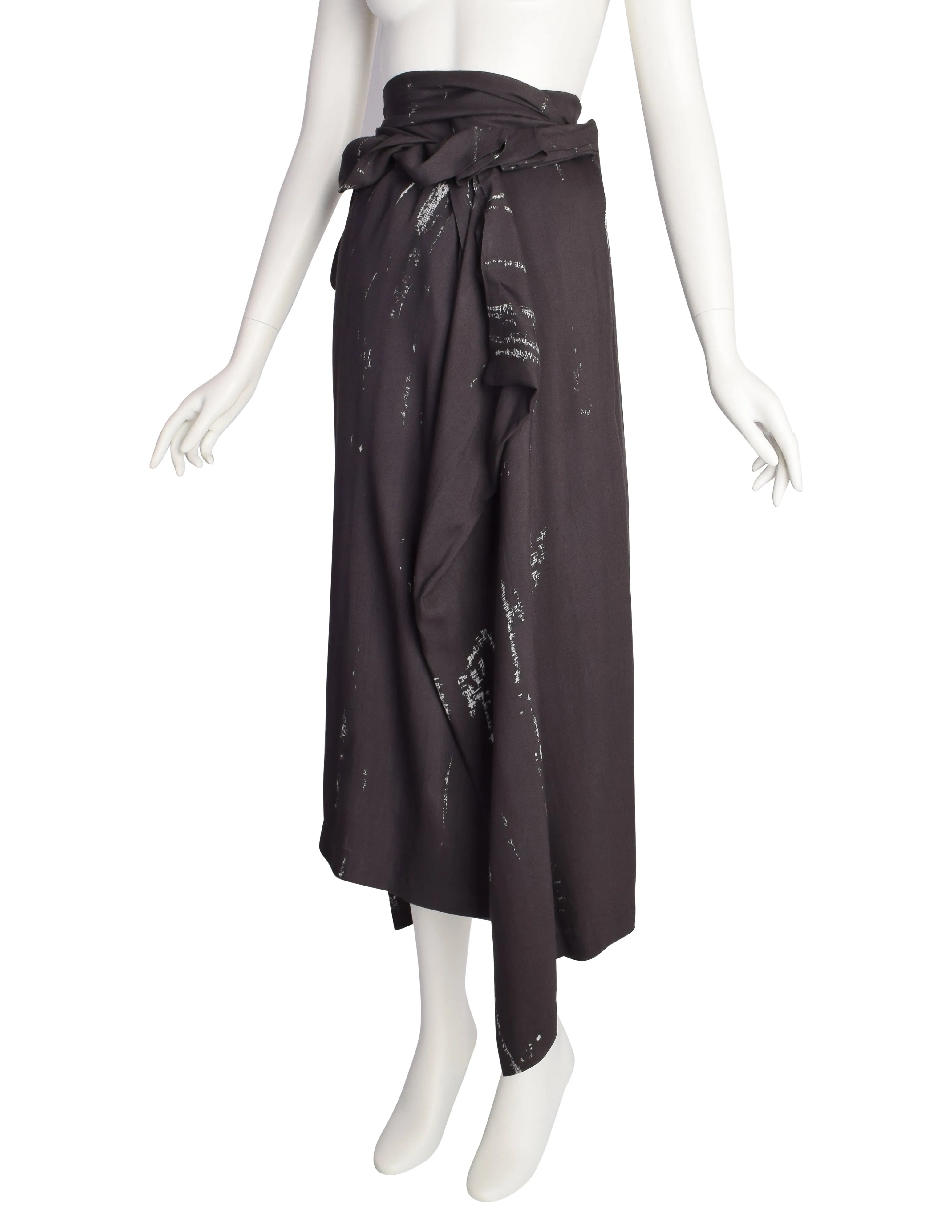 Comme des Garcons Vintage SS 1984 'Round Rubber Collection' Charcoal Print Cape Dress Skirt Multi-Functional Piece