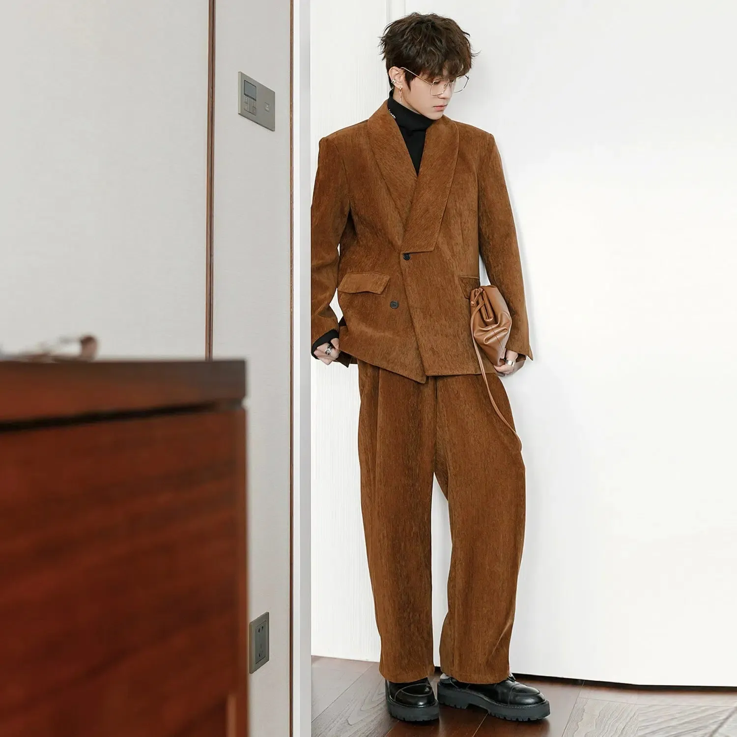 Corduroy Blazer Pants Set