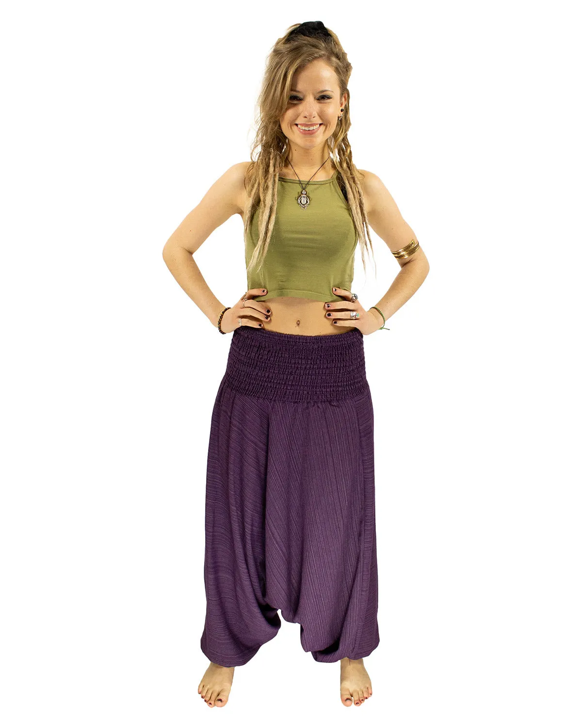 Cotton Baggy Harem Pants Purple